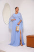VESTIDO MANGA MORCEGO LISO VESTIDO DE FESTA PETRA FINA AZUL SERENITY M